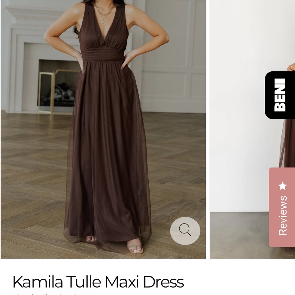 Baltic Born Deep Brown Tulle Maxi Dress